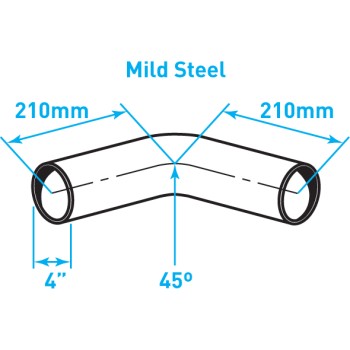 Exhaust Elbow 45º Bend, Mild Steel - 4"